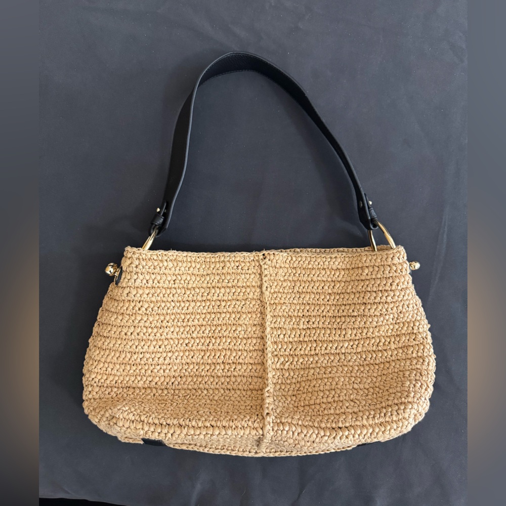 Strathberry Lana hobo raffia black bag leather straps handmade in Spain - Picture 4 of 12
